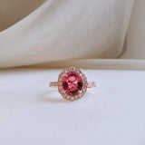 1.78 CT Oval Cut Halo & Pave October-Tourmaline Birthstone Engagement Ring
