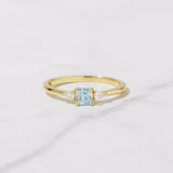 1 CT Cushion Cut Three Stone March-Aquamarine Birthstone Engagement Ring