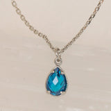 0.5 CT Pear December-Blue Topaz Birthstone Solitaire Necklace