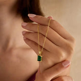 0.5 CT Emerald May-Emerald Birthstone Solitaire Necklace