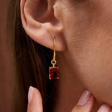 1 TCW Emerald July-Ruby Birthstone Dangle Earrings