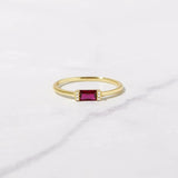 0.3 TCW Baguette Cut July-Ruby Multi Stone Birthstone Engagement Ring