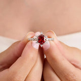 1 CT Oval Cut Cluster July-Ruby Birthstone Engagement Ring