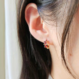 0.98 TCW Round & Marquise January-Garnet Birthstone Hoop Earrings
