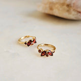0.98 TCW Round & Marquise January-Garnet Birthstone Hoop Earrings