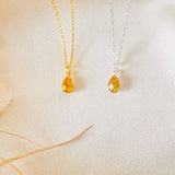 0.5 TCW Pear November-Citrine Birthstone Solitaire Necklace