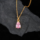 0.5 TCW Pear October-Tourmaline Solitaire Birthstone Necklace