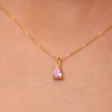 0.5 TCW Pear October-Tourmaline Solitaire Birthstone Necklace