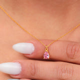 0.5 TCW Pear October-Tourmaline Solitaire Birthstone Necklace
