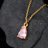 0.5 TCW Pear October-Tourmaline Solitaire Birthstone Necklace