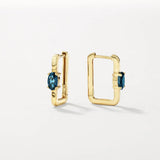 1.5 TCW Oval December-Blue Topaz Birthstone PaperClip Hoop Earrings