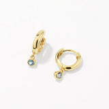 0.6 TCW Round December-Blue Topaz Birthstone Huggie Earrings
