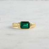 1 CT Emerald Cut Bezel May-Emerald Birthstone Engagement Ring