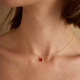 0.5 CT Pear July-Ruby Birthstone Solitaire Necklace