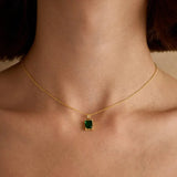 0.5 CT Emerald May-Emerald Birthstone Solitaire Necklace