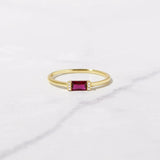 0.3 TCW Baguette Cut July-Ruby Multi Stone Birthstone Engagement Ring