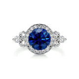 1.5 TCW Round Cut Cluster September-Sapphire Birthstone Engagement Ring