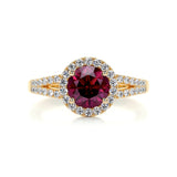 1 CT Round Cut Halo & Pave  July-Ruby Birthstone Engagement Ring