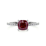 1.5 CT Cushion Cut Pave January-Garnet Birthstone Engagement Ring