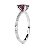 1.5 CT Cushion Cut Pave January-Garnet Birthstone Engagement Ring
