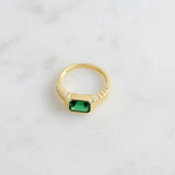 1 CT Emerald Cut Bezel May-Emerald Birthstone Engagement Ring