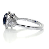 1.5 TCW Round Cut Cluster September-Sapphire Birthstone Engagement Ring