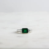 1 CT Emerald Cut Bezel May-Emerald Birthstone Engagement Ring