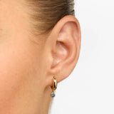 0.6 TCW Round December-Blue Topaz Birthstone Huggie Earrings