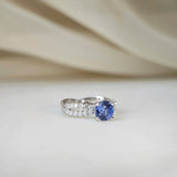 1 CT Round Cut Criss Cross Pave September-Sapphire Birthstone Engagement Ring