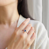 0.88 CT Oval Cut Pave & Hidden Halo September-Sapphire Birthstone Engagement Ring