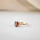 1.55 CT Oval Cut Three Stone January-Garnet Birthstone Engagement Ring