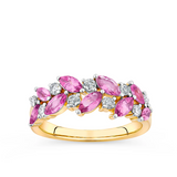 0.3 TCW Marquise & Round Shaped October-Tourmaline Birthstone Wedding Band