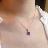 1.36 TCW Oval & Round Shaped September-Sapphire Birthstone Pendant Necklace