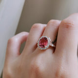 1.78 CT Oval Cut Halo & Pave October-Tourmaline Birthstone Engagement Ring