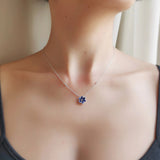 1.09 TCW Pear & Round September-Sapphire Birthstone Flower Necklace