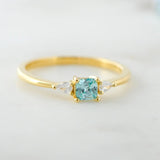 1 CT Cushion Cut Three Stone March-Aquamarine Birthstone Engagement Ring