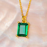 0.5 CT Emerald May-Emerald Birthstone Solitaire Necklace