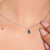 0.5 CT Pear December-Blue Topaz Birthstone Solitaire Necklace
