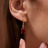 1 TCW Emerald July-Ruby Birthstone Dangle Earrings