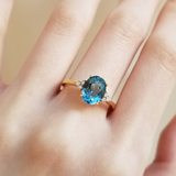 2.43 CT Oval Cut Cluster December-Blue Topaz Birthstone Engagement Ring