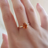 1.14 CT Oval Cut Cluster November-Citrine Birthstone Engagement Ring