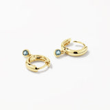 0.6 TCW Round December-Blue Topaz Birthstone Huggie Earrings