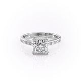 2 CT Princess Cut Pave Lab-Grown Diamond Engagement Ring