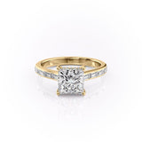 2 CT Princess Cut Pave Lab-Grown Diamond Engagement Ring
