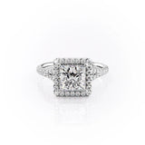 2 CT Princess Cut Halo & Pave Lab-Grown Diamond Engagement Ring