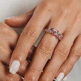 0.3 TCW Marquise & Round Shaped October-Tourmaline Birthstone Wedding Band