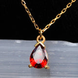 0.5 CT Pear January-Garnet Birthstone Solitaire Necklace