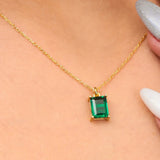 0.5 CT Emerald May-Emerald Birthstone Solitaire Necklace