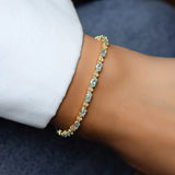 8 TCW Oval Shaped March-Aquamarine Birthstone Bracelet