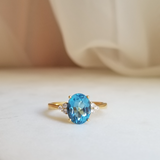 2.43 CT Oval Cut Cluster December-Blue Topaz Birthstone Engagement Ring
